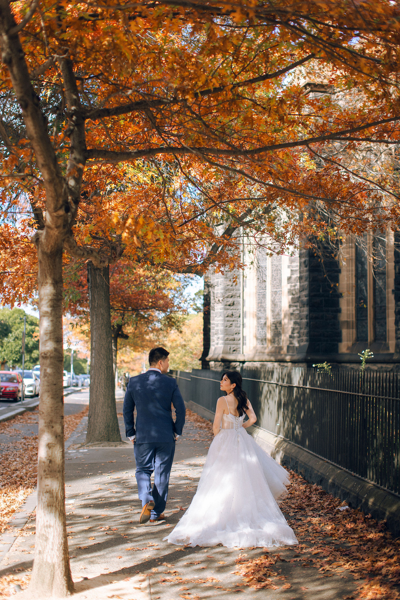 Melbourne Pre-Wedding Photoshoot | Mont Du Soleil, St Patrick Cathedral, The Parliament House & Prince Bridge at St Patrick Cathedral pre-wedding photo