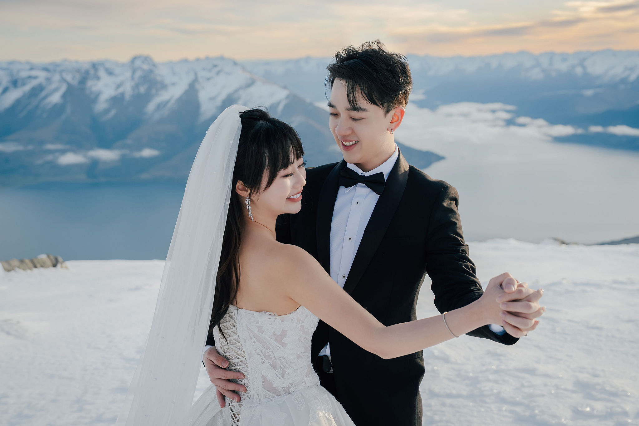 New Zealand Pre-Wedding Photoshoot | Lake Wakatipu, Fog Peak, Lake Tekapo, Glacier & Mount Cook National Park at Fog Peak pre-wedding photo