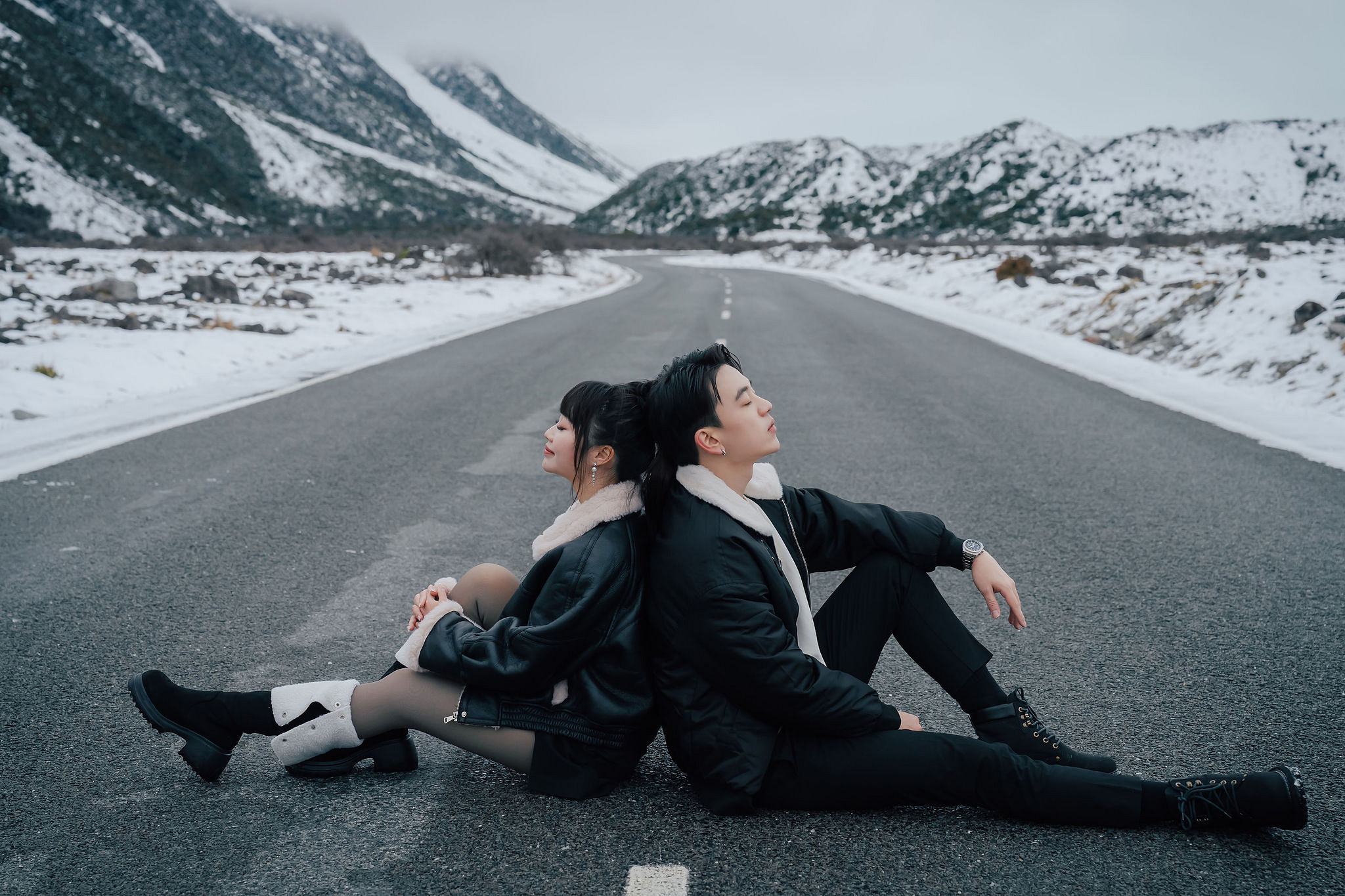 New Zealand Pre-Wedding Photoshoot | Lake Wakatipu, Fog Peak, Lake Tekapo, Glacier & Mount Cook National Park at Mount Cook National Park pre-wedding photo