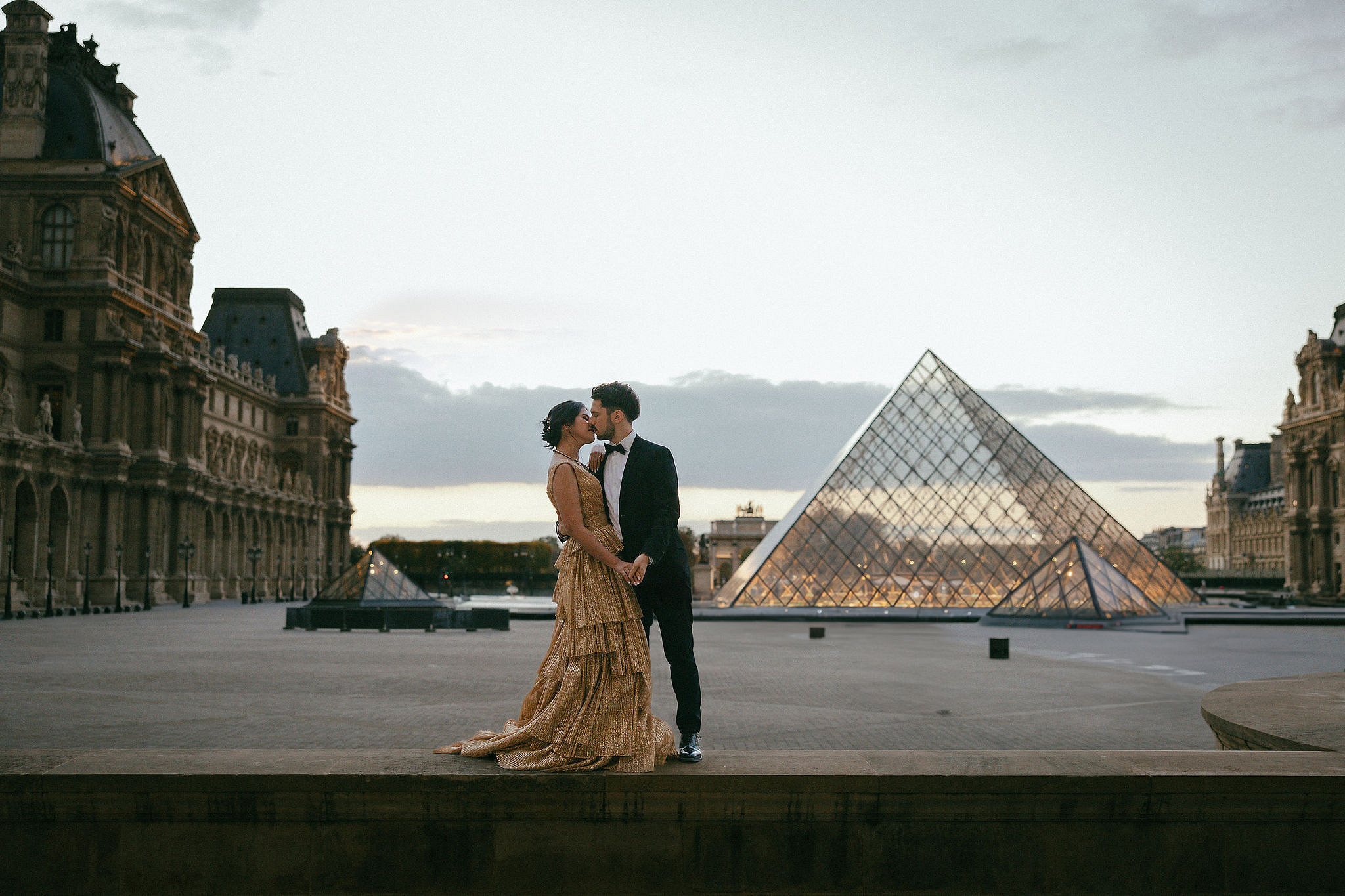 Paris Pre-Wedding Photoshoot | Place du Trocadéro, Avenue de Camoëns, Parisian Café, Tuileries Garden & Louvre at Louvre pre-wedding photo