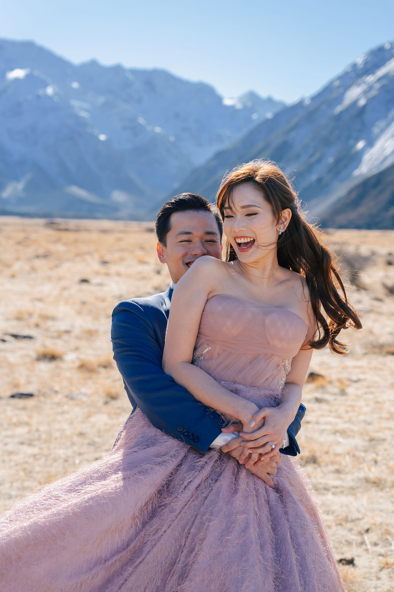 New Zealand Pre-Wedding Photoshoot | Coromandel Peak, Lake Wakatipu & Queenstown, Skippers Canyon, Lake Tekapo, Mount Cook National Park & Glacier at Mount Cook National Park pre-wedding photo