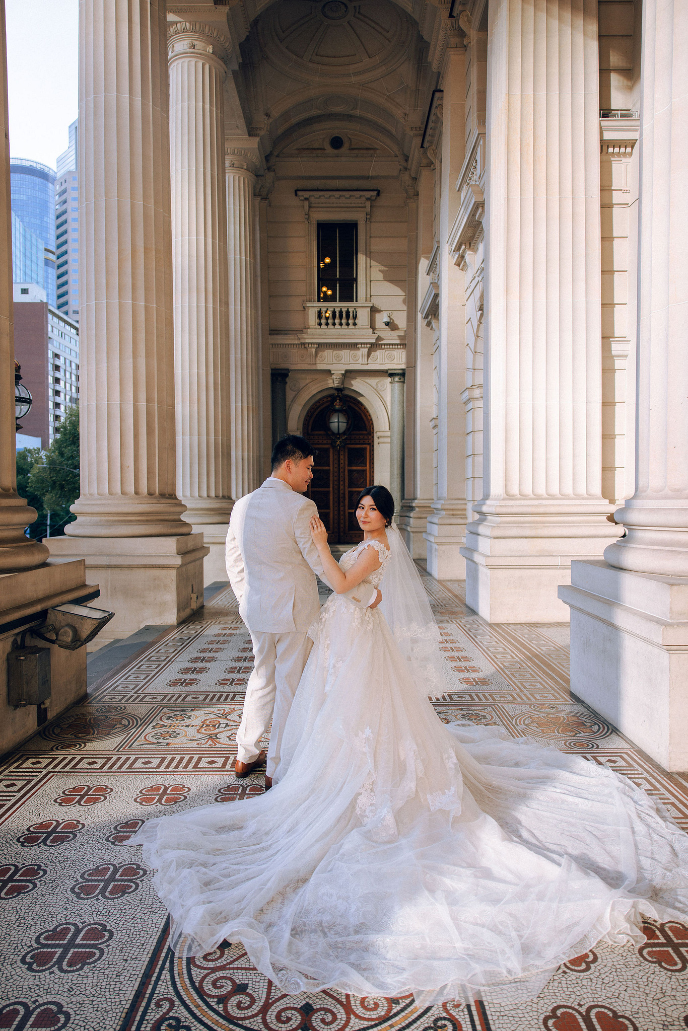 Melbourne Pre-Wedding Photoshoot | Mont Du Soleil, St Patrick Cathedral, The Parliament House & Prince Bridge at The Parliament House pre-wedding photo