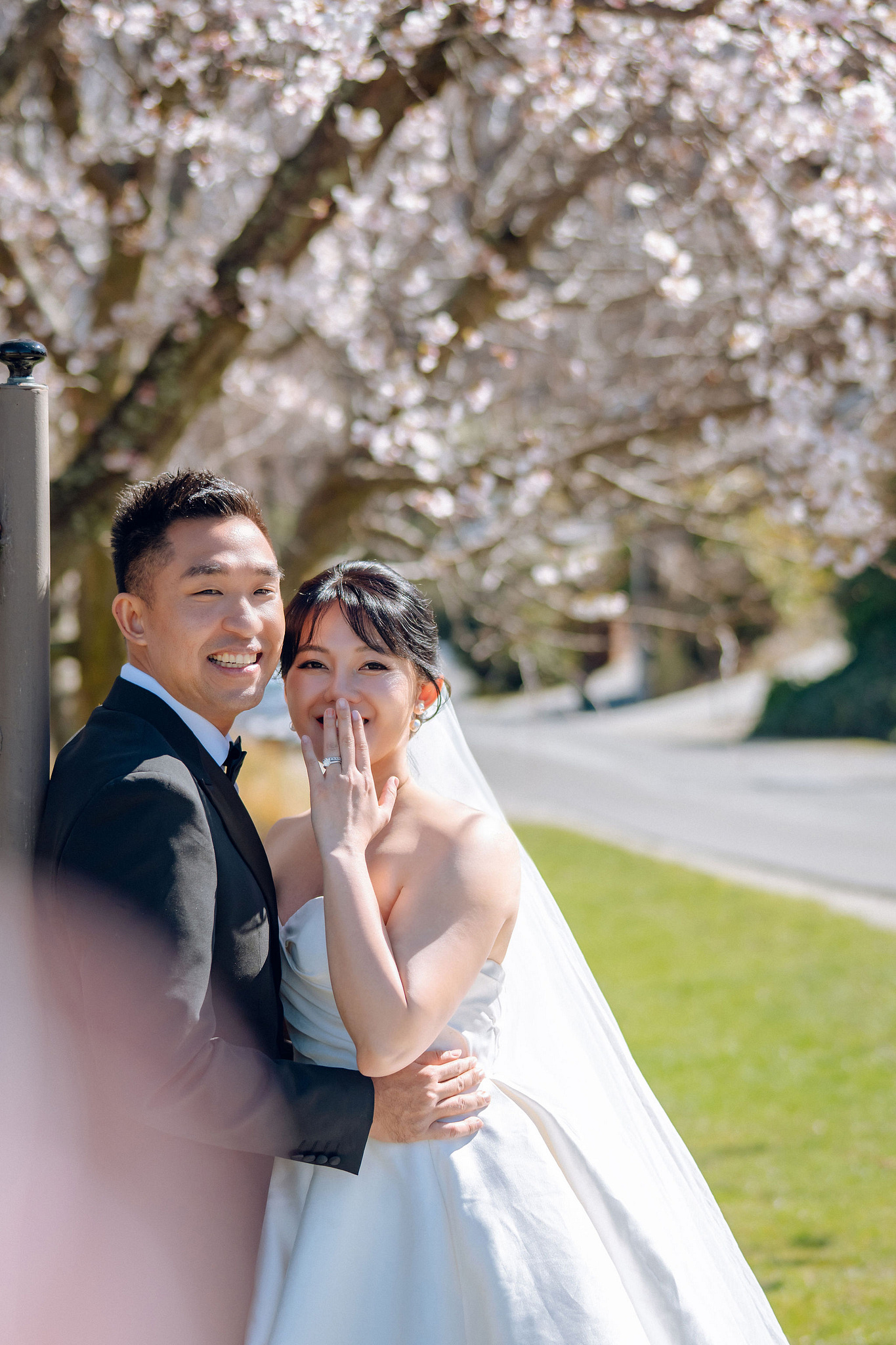 New Zealand Pre-Wedding Photoshoot | Lake Tekapo, Mount Cook, Tasman Glacier & Lake Wakatipu at Spring Blossom Path pre-wedding photo