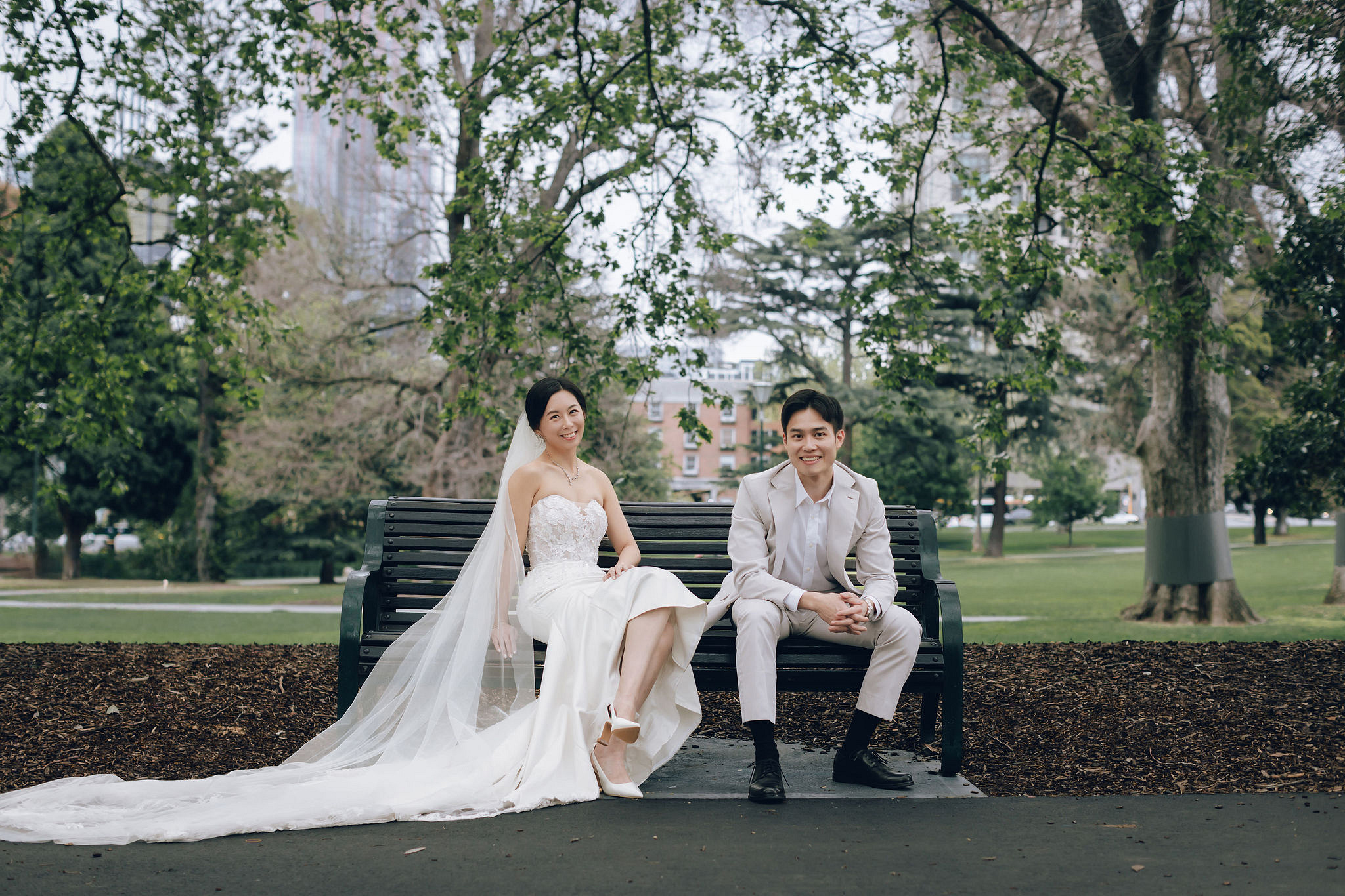Melbourne Pre-Wedding Photoshoot | Redwood Forest, Higher Ground Cafe & Carlton Gardens at Carlton Gardens pre-wedding photo