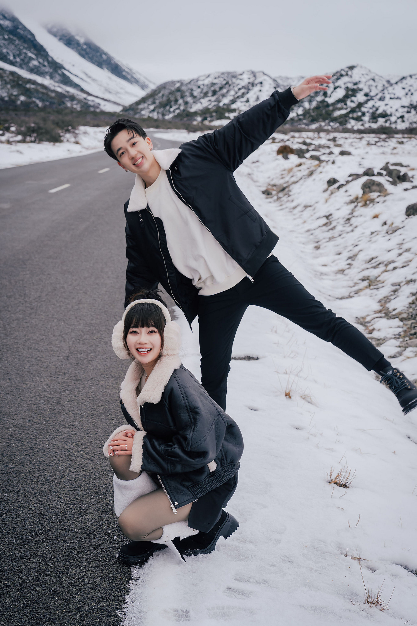 New Zealand Pre-Wedding Photoshoot | Lake Wakatipu, Fog Peak, Lake Tekapo, Glacier & Mount Cook National Park at Mount Cook National Park pre-wedding photo