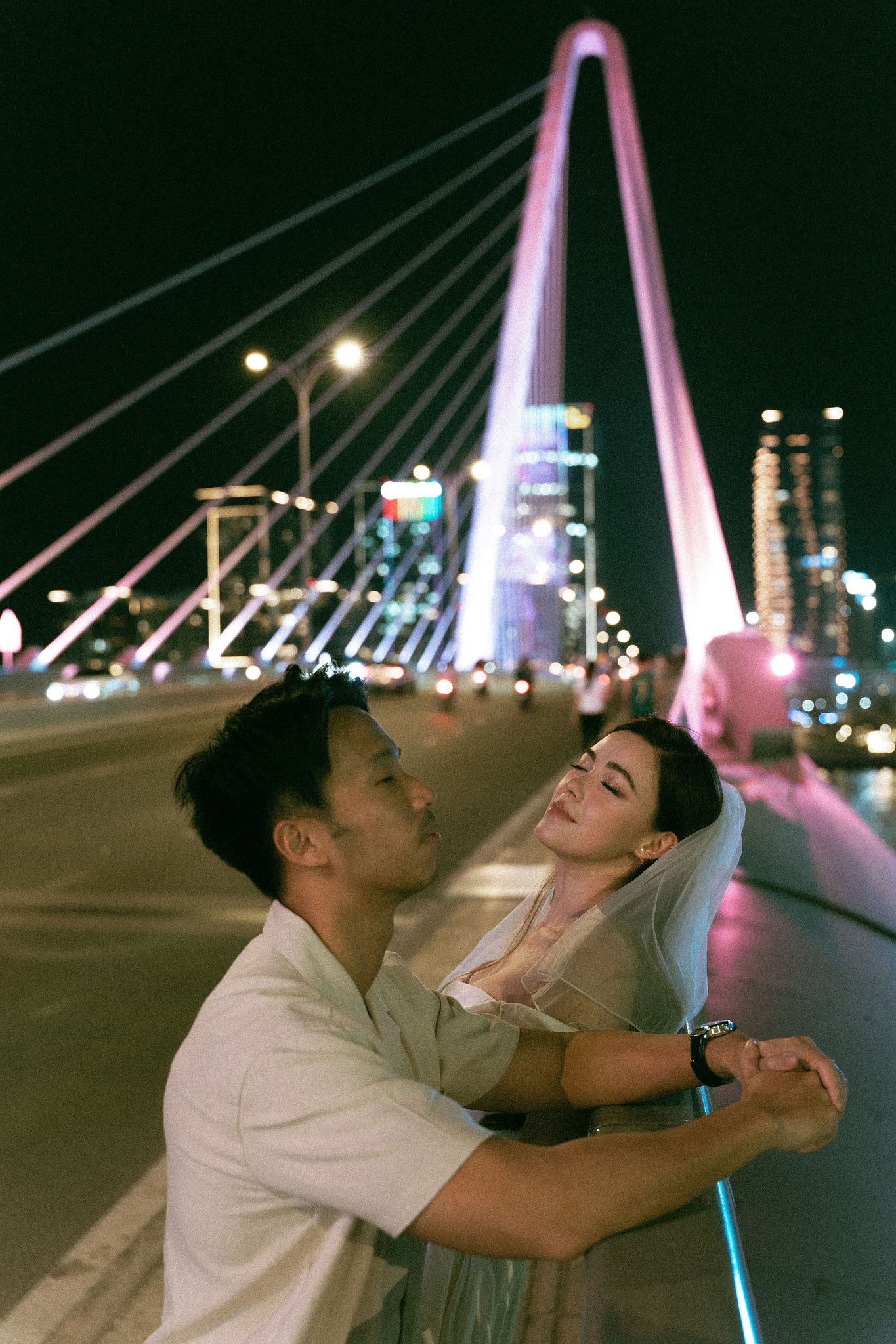 Ho Chi Minh Vietnam Pre-Wedding Photoshoot | European Film Studio, Market Streets & Saigon Bridge at Saigon Bridge pre-wedding photo