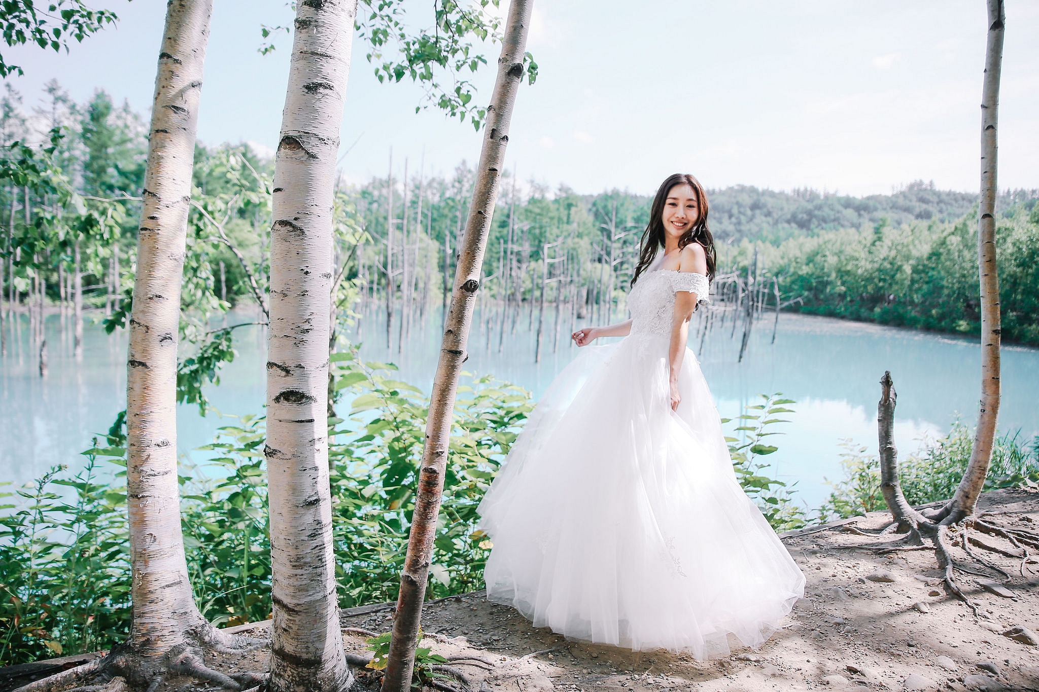 Photographer In Hokkaido: Pre-Wedding Photoshoot At Blue Pond And Saika No Sato Flower Farm at Blue Pond & Lavender Park pre-wedding photo