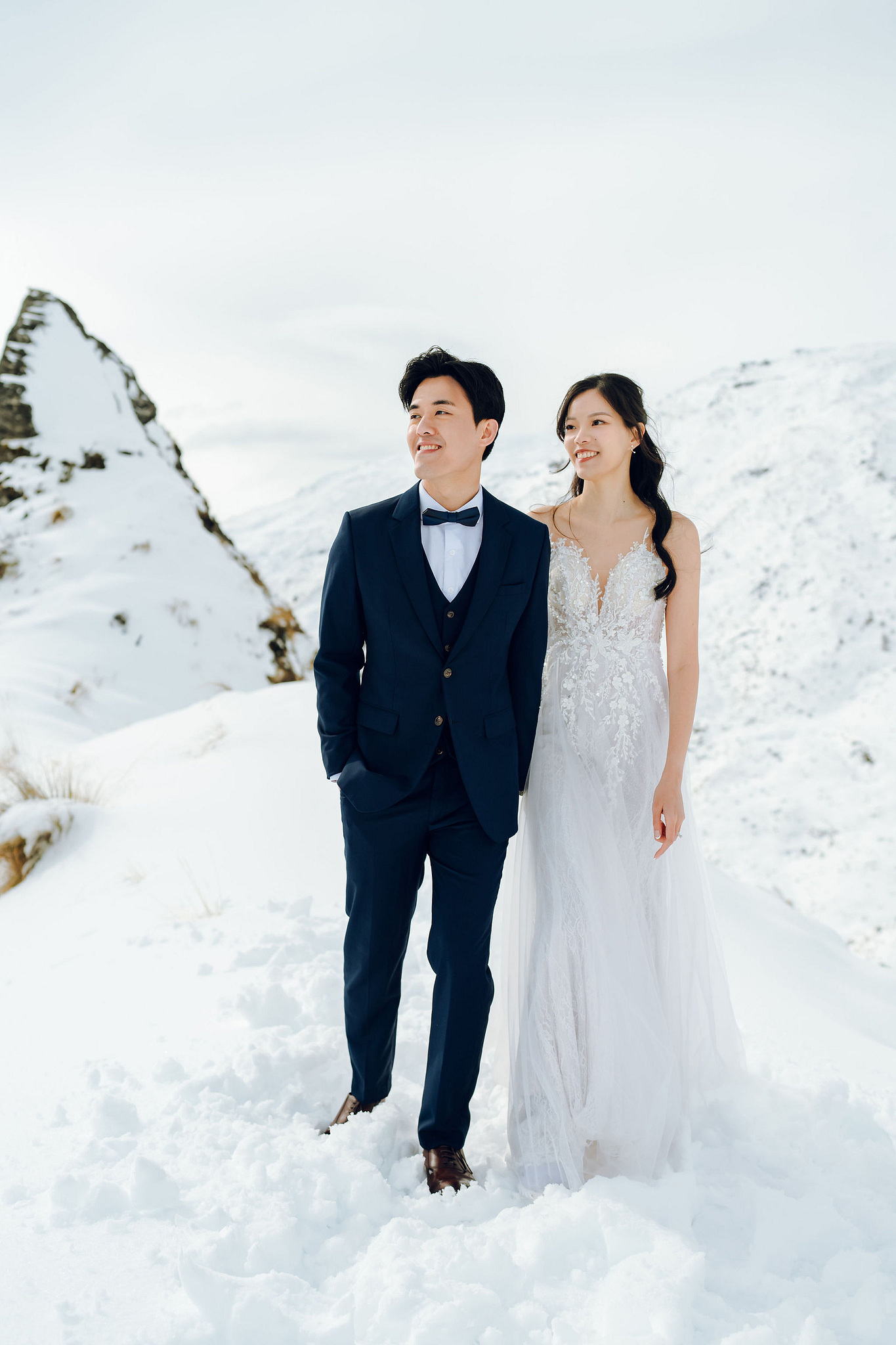 New Zealand Pre-Wedding Photoshoot | Cherry Blossoms, Coromandel Peak & Lake Wakatipu at Coromandel Peak pre-wedding photo