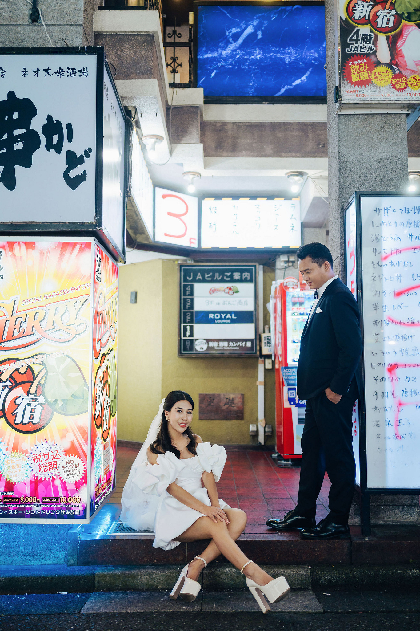 Mt. Fuji & Tokyo Pre-Wedding Photoshoot | Chureito Pagoda, Lake Kawaguchiko & Shinjuku at Shinjuku pre-wedding photo