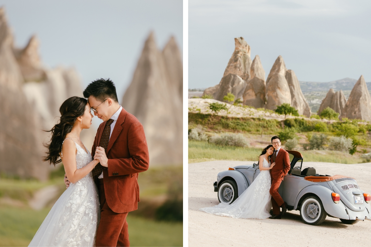 Cappadocia Pre-Wedding Photoshoot Hot Air Balloons Cave Hotel Roof Carpet Shop Slot Canyon Vintage Car by Aric on OneThreeOneFour 16