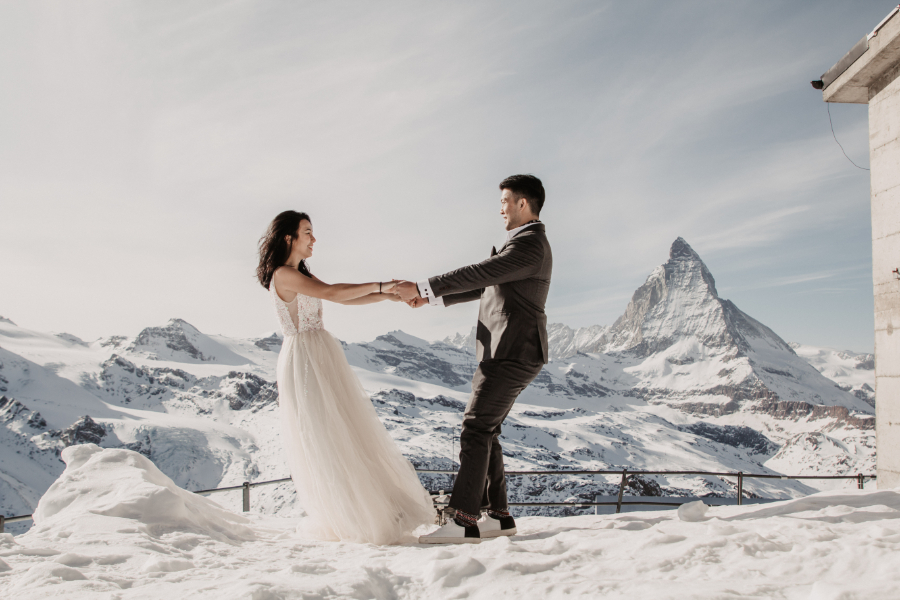 Pre-wedding on the idyllic snowy mountain, Zermatt, Matterhorn by Tamara on OneThreeOneFour 1