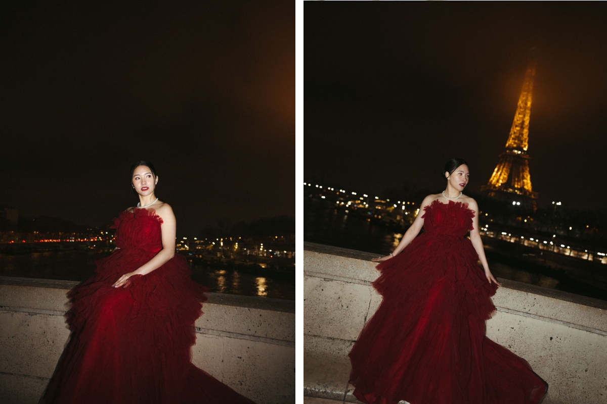 Paris Pre-Wedding Photoshoot with Eiﬀel Tower Louvre Museum Parisian Cafe Vintage Car Rooftop Night  by OneThreeOneFour on OneThreeOneFour 52