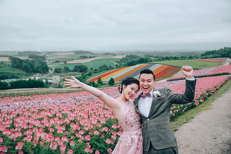 hokkaido summer wedding photoshoot furano flower fields