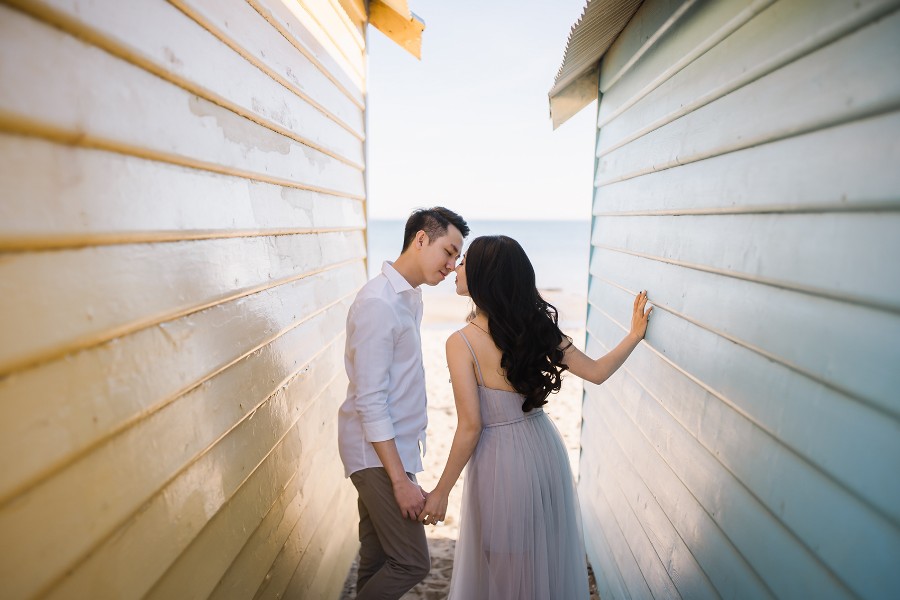 Pre-wedding with Melbourne cityscape and Brighton bathing boxes by Freddie on OneThreeOneFour 10