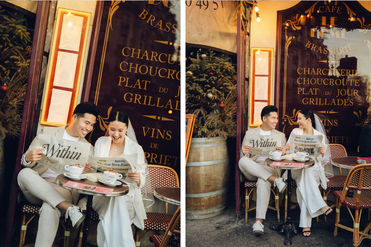 Paris Pre-Wedding Photoshoot with Eiﬀel Tower Louvre Museum Parisian Cafe Vintage Car Rooftop Night  by OneThreeOneFour on OneThreeOneFour 33