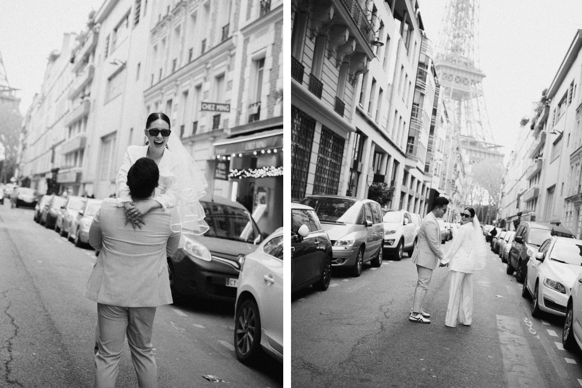 Paris Pre-Wedding Photoshoot with Eiﬀel Tower Louvre Museum Parisian Cafe Vintage Car Rooftop Night  by OneThreeOneFour on OneThreeOneFour 9