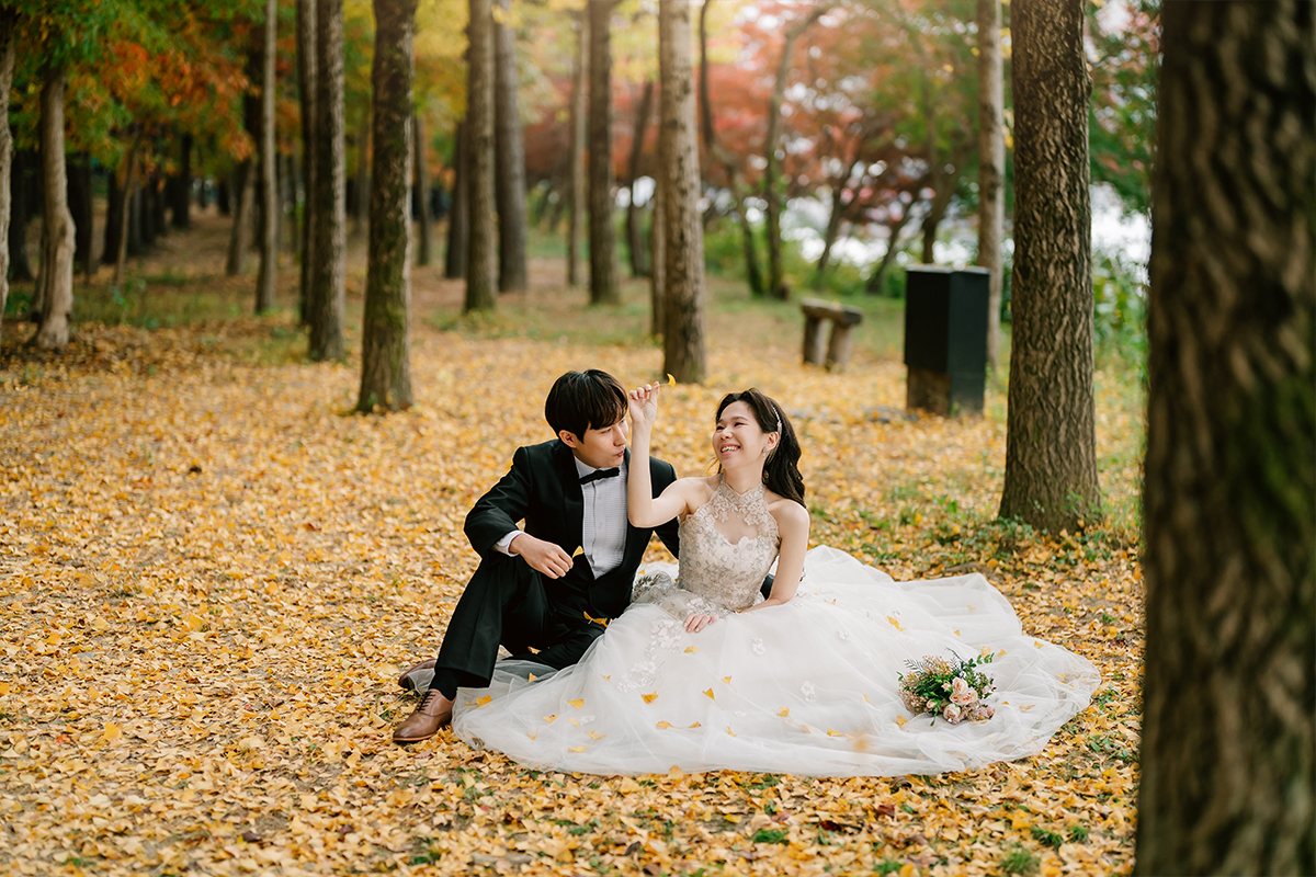 Korea Nami Island Romantic Autumn Pre-Wedding Photoshoot by Jungyeol on OneThreeOneFour 6