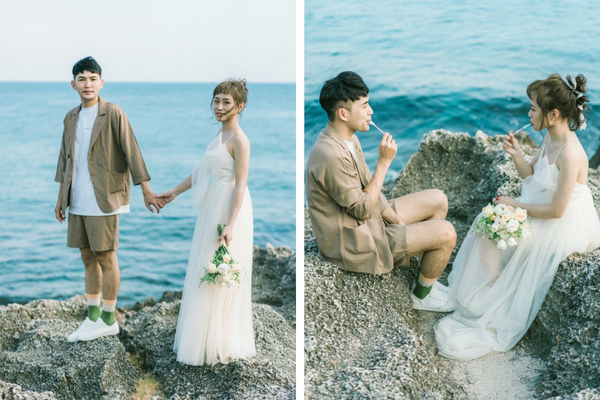 Taiwan Pre-Wedding Photoshoot Scooter Ride Sea Pier by  on OneThreeOneFour 21