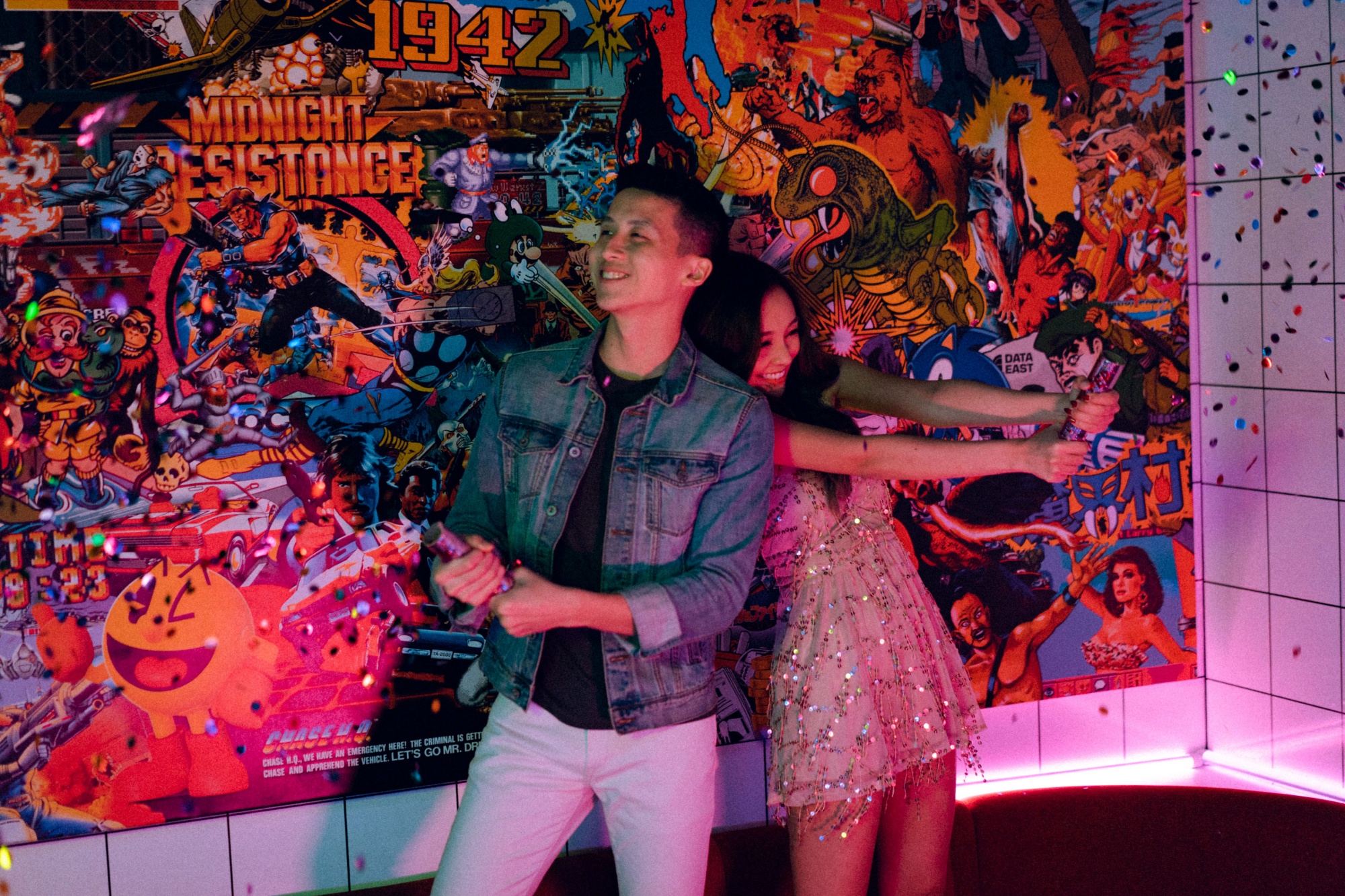 Trippy Disco Themed Casual Couple Photoshoot At A Neon Bar by Samantha on OneThreeOneFour 32