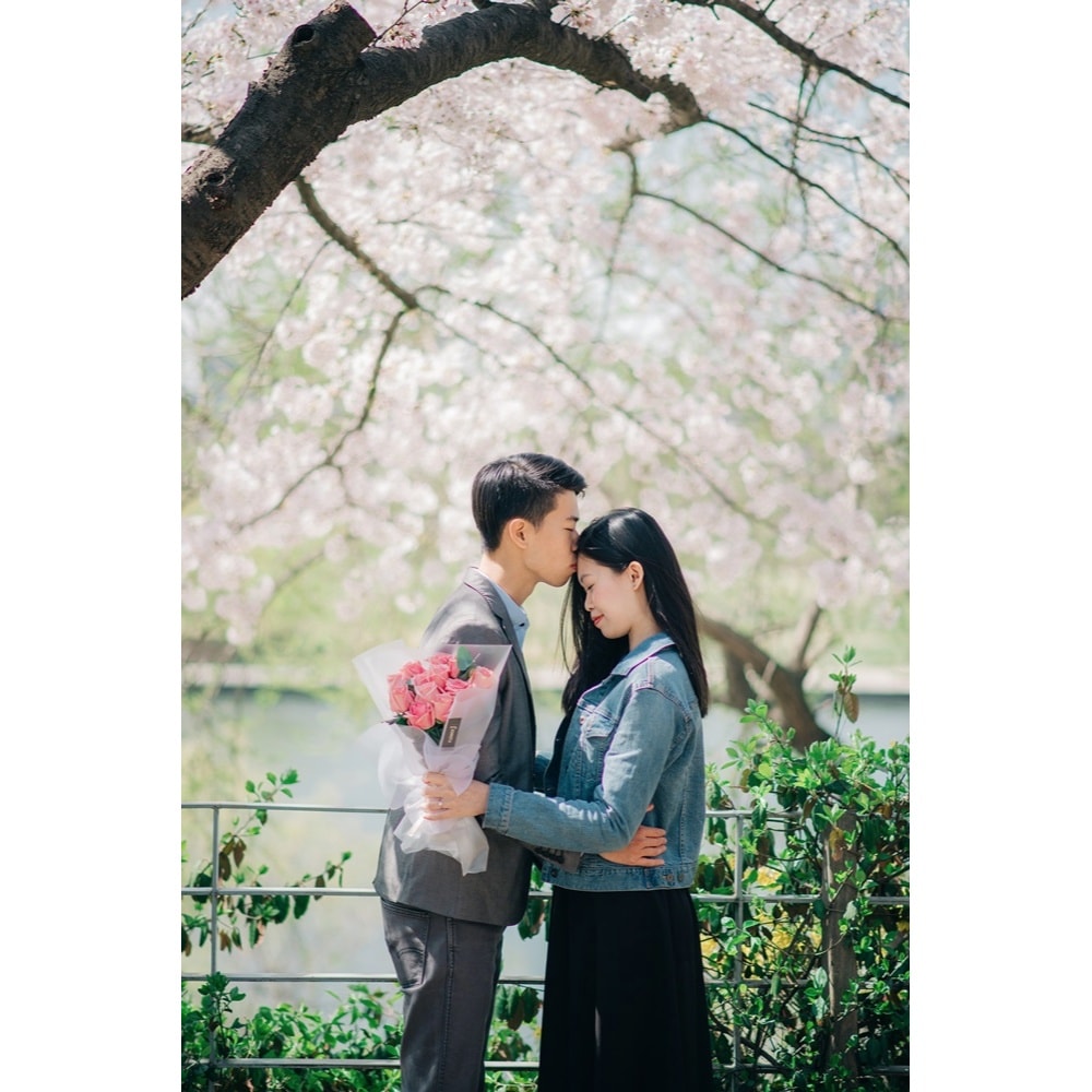 proposal in seoul seonyundo park under the cherry blossom