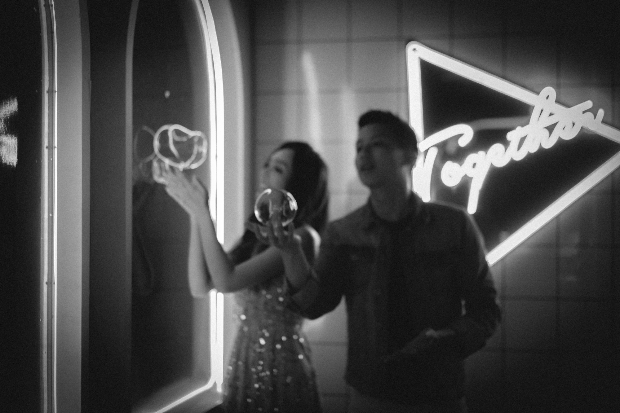 Trippy Disco Themed Casual Couple Photoshoot At A Neon Bar by Samantha on OneThreeOneFour 28