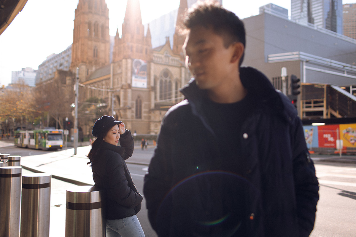 Melbourne Pre-wedding Photoshoot at St Patrick's Cathedral, Flinders Street Railway Station & Flinders Cliffs by Freddie on OneThreeOneFour 7