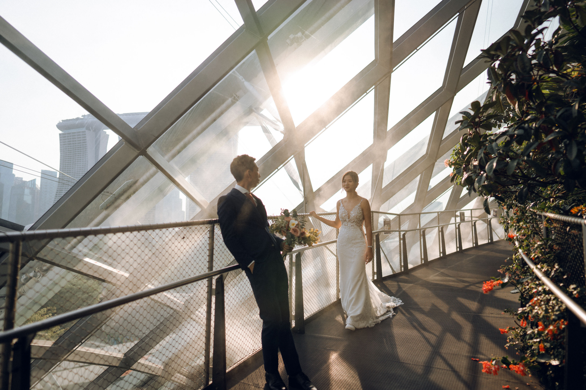 Sunset Prewedding Photoshoot At Cloud Forest, Gardens By The Bay  by Samantha on OneThreeOneFour 18