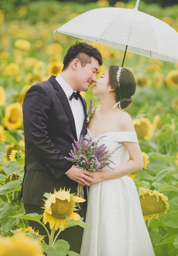 Korea Outdoor Pre-Wedding Photoshoot At Sunflower Field During Summer 