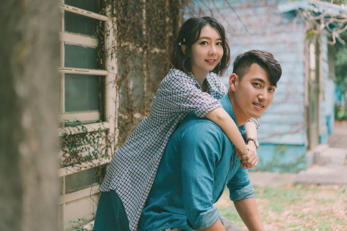 Taiwan Pre-Wedding Photoshoot Abandoned Estate Blue House Gardens by  on OneThreeOneFour 20