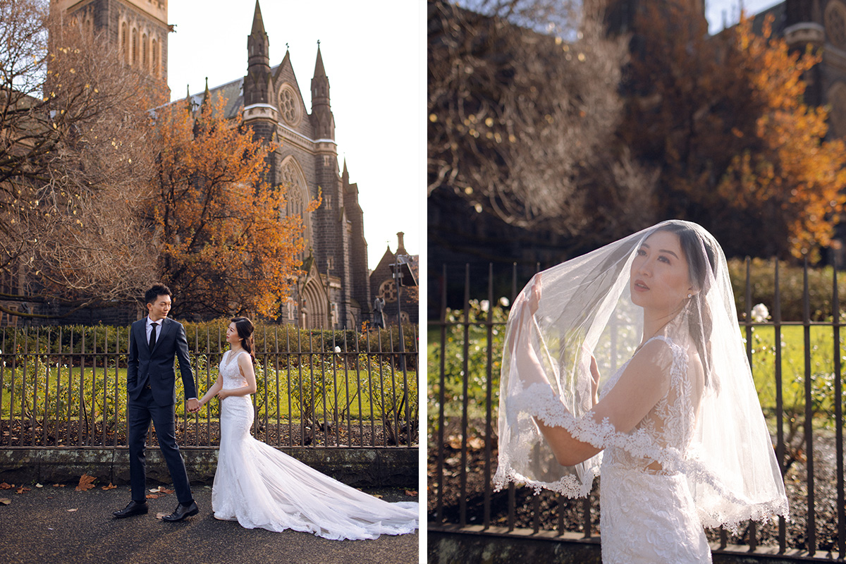 Melbourne Pre-wedding Photoshoot at St Patrick's Cathedral, Flinders Street Railway Station & Flinders Cliffs by Freddie on OneThreeOneFour 1