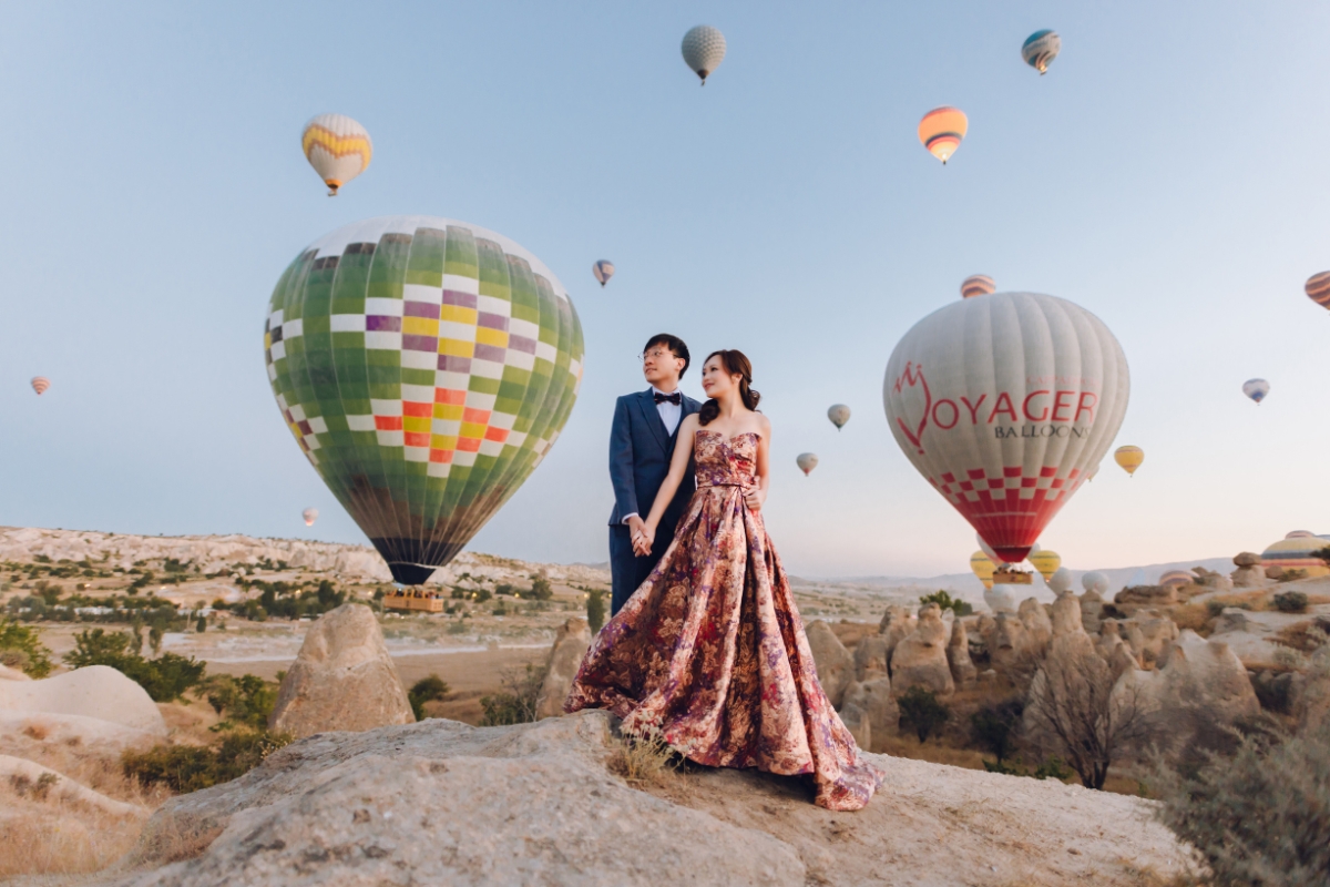 Cappadocia Pre-Wedding Photoshoot Hot Air Balloons Pasabag Valley Cave Hotel Roof Turkish Fairy Lamps Shop by Aric on OneThreeOneFour 0