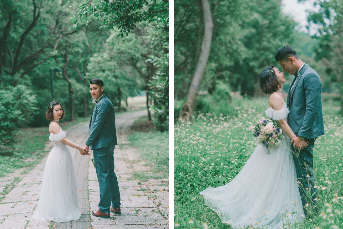 Taiwan Pre-Wedding Photoshoot Abandoned Estate Blue House Gardens by  on OneThreeOneFour 42