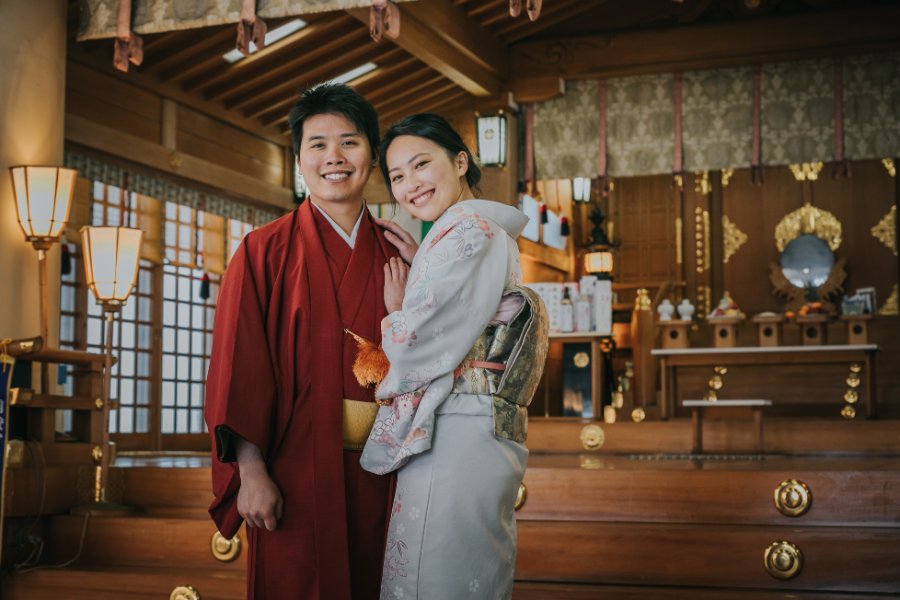 M&J: Magical snowy pre-wedding in Hokkaido wearing kimono by Kuma on OneThreeOneFour 15