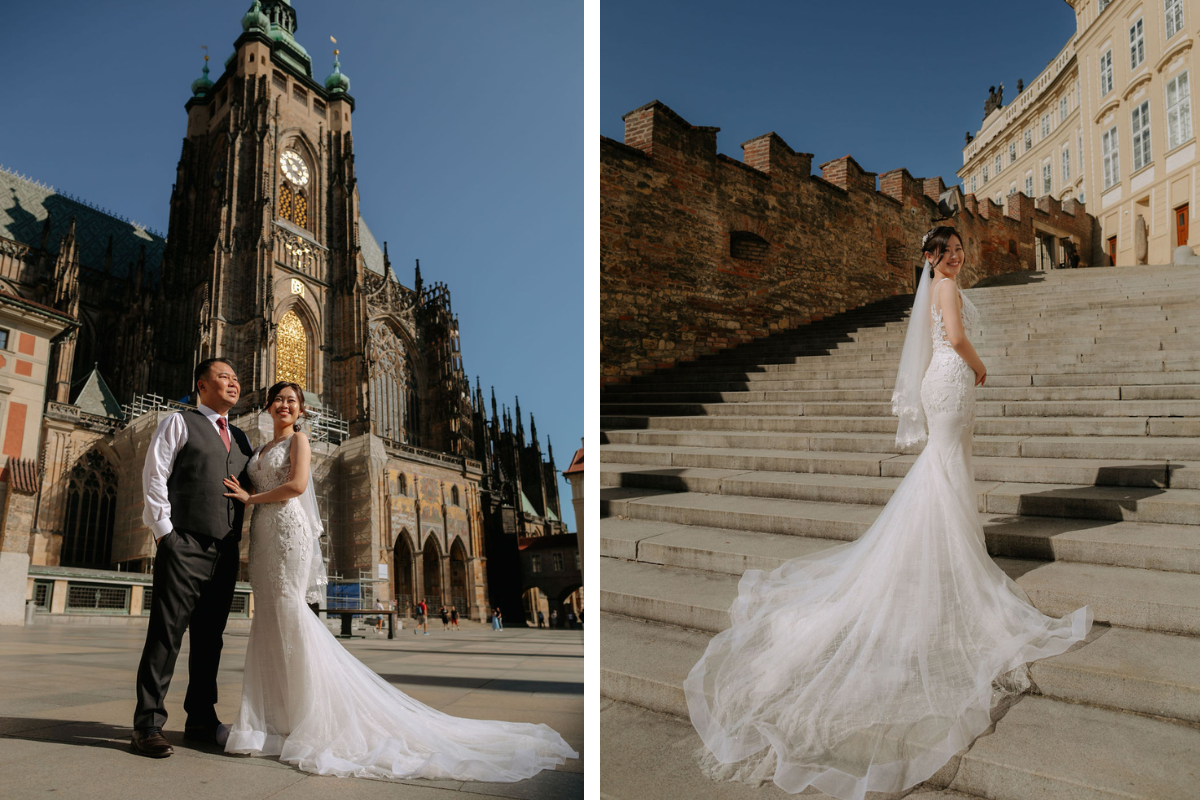 布拉格婚前拍攝地點包括聖維特大教堂、查理大橋、伏爾塔瓦河畔和舊城廣場天文鐘 by Nika on OneThreeOneFour 20