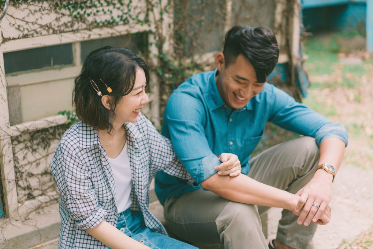 Taiwan Pre-Wedding Photoshoot Abandoned Estate Blue House Gardens by  on OneThreeOneFour 19