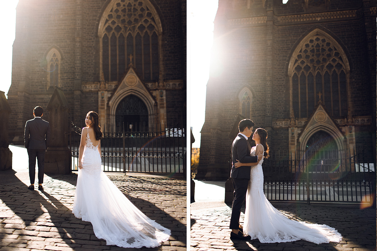 Melbourne Late Autumn Pre-wedding Photoshoot at St Patrick's Cathedral & Half Moon Bay by Freddie on OneThreeOneFour 1