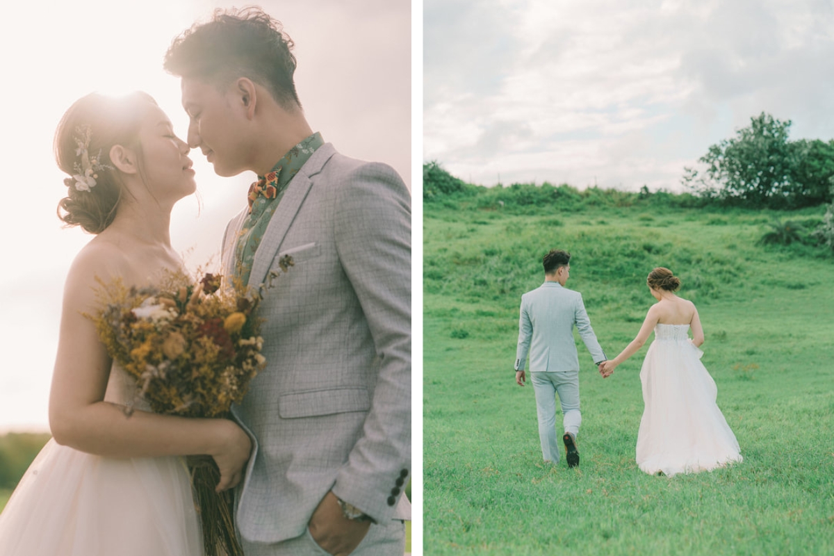 Taiwan Pre-Wedding Photoshoot Green Fields Silvergrass Sea Car Fairy Lights by  on OneThreeOneFour 11