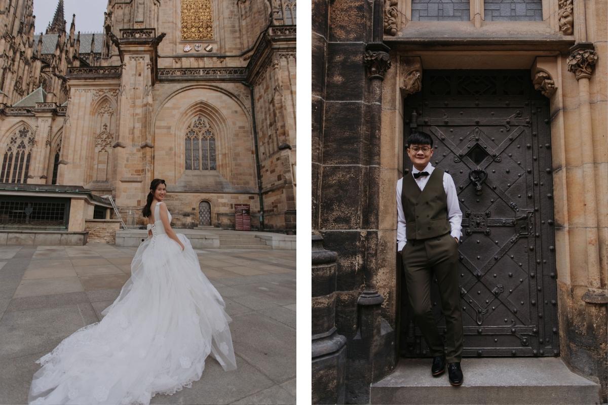 Prague Pre-Wedding Photoshoot with Old Town Square, Astronomical Clock, Charles Bridge and St Vitus Cathedral by Nika on OneThreeOneFour 16