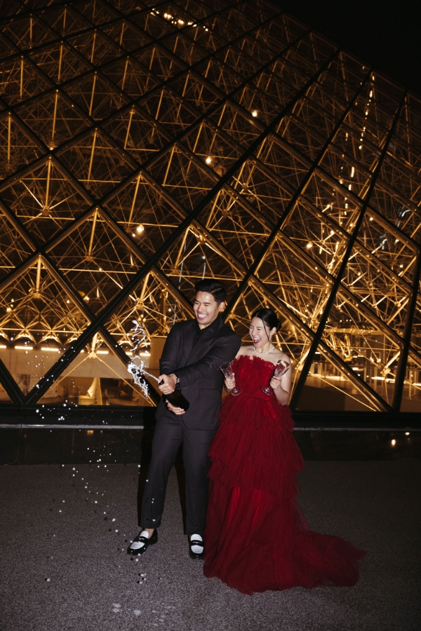 Paris Pre-Wedding Photoshoot with Eiﬀel Tower Louvre Museum Parisian Cafe Vintage Car Rooftop Night  by OneThreeOneFour on OneThreeOneFour 69