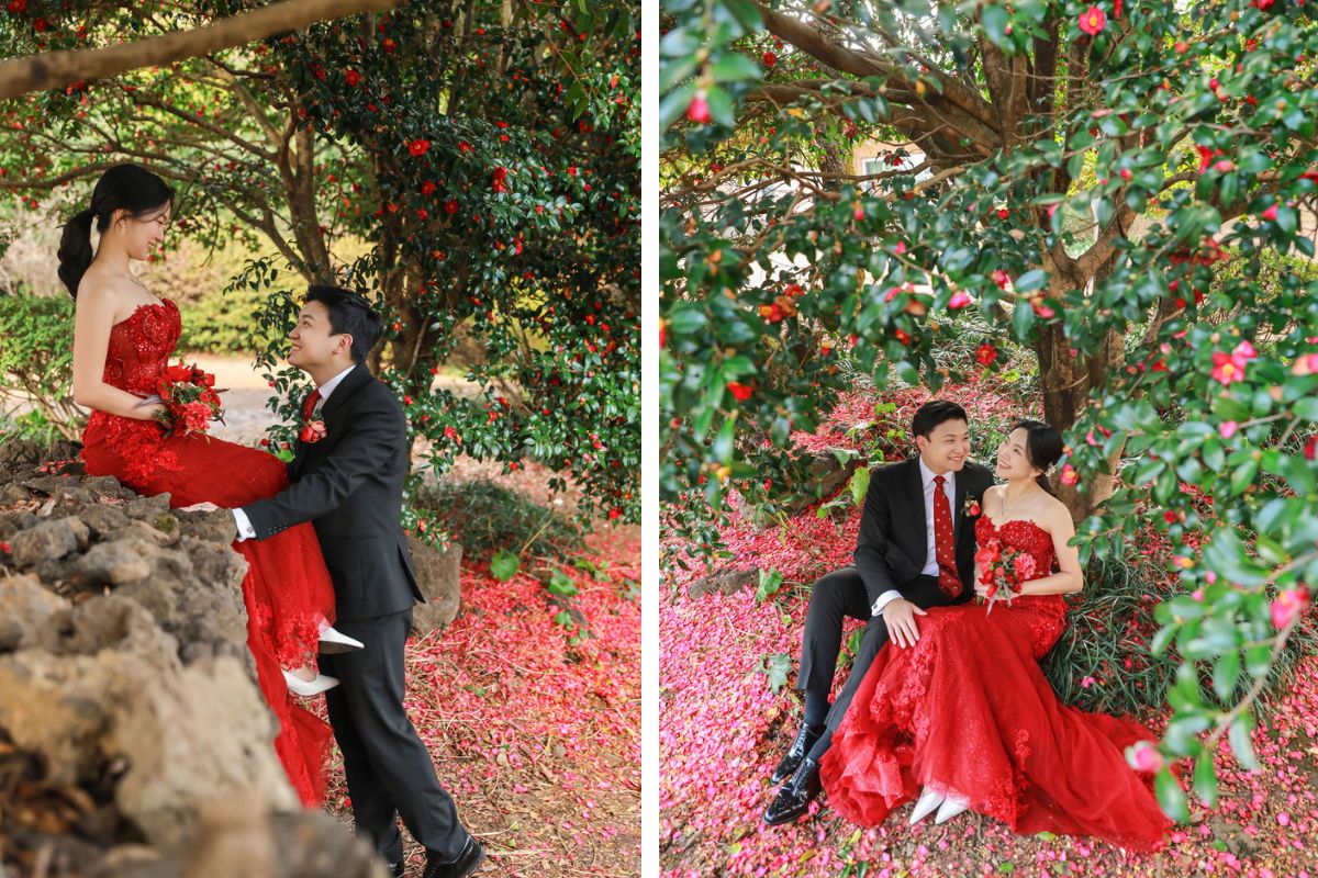 Jeju Prewedding Photoshoot At Saebyeoul Oreum, Camellia Hill Botanic Gardens And Hyeopjae Beach by Byunghyun on OneThreeOneFour 11