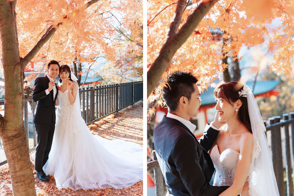 新加坡夫妻在根津神社、忠霊塔和河口湖舉行秋季和服婚紗拍攝，背景是富士山 by Cui Cui on OneThreeOneFour 11