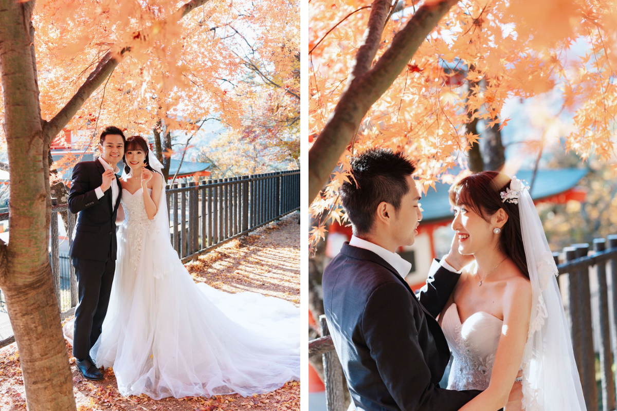 Singaporean Couple's Autumn Season Kimono & Prewedding Photoshoot At Nezu Shrine, Chureito Pagoda And Lake Kawaguchiko With Mount Fuji by Cui Cui on OneThreeOneFour 11