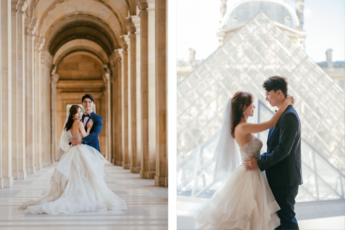 Paris Pre-Wedding Photoshoot with Avenue de Camoens, Port Debily, Bir Hakeim, Tuileries Garden, Louvre Pyramid, Palais Royal, and a Parisian Cafe. by Arnel on OneThreeOneFour 12