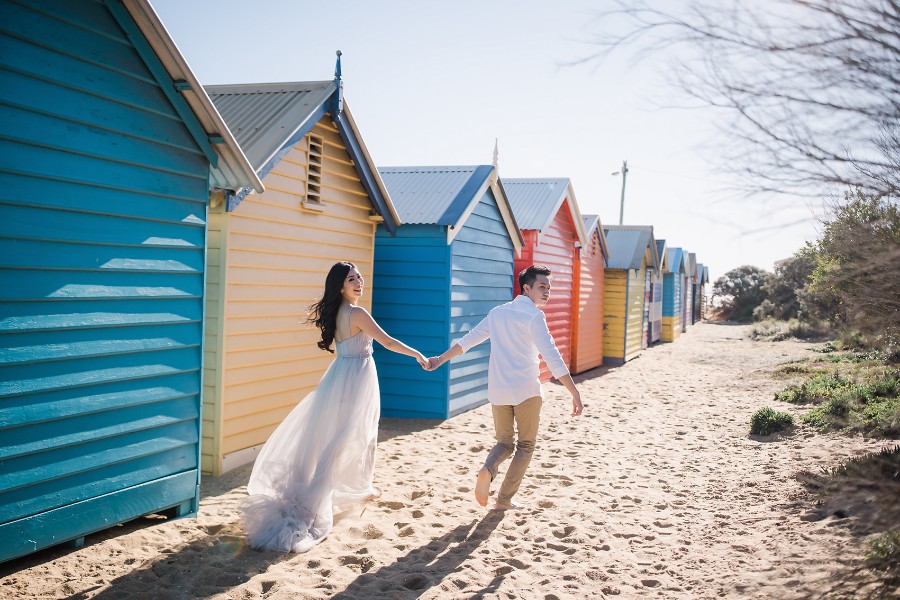 Pre-wedding with Melbourne cityscape and Brighton bathing boxes by Freddie on OneThreeOneFour 8