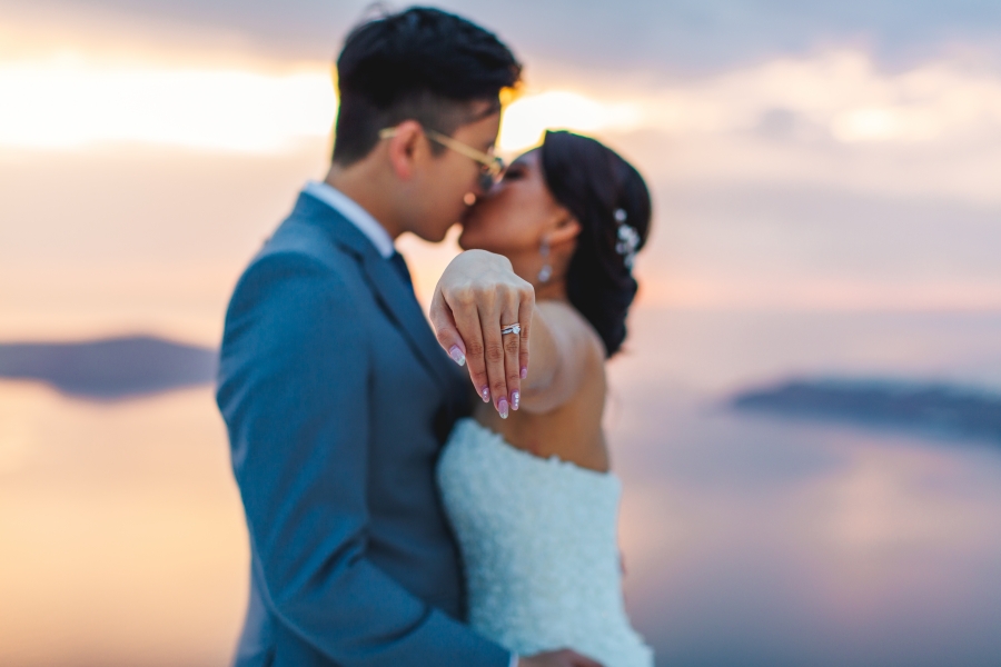 Santorini Pre-Wedding Photographer: Engagement Photoshoot In Oia During Sunset by Nabi on OneThreeOneFour 17