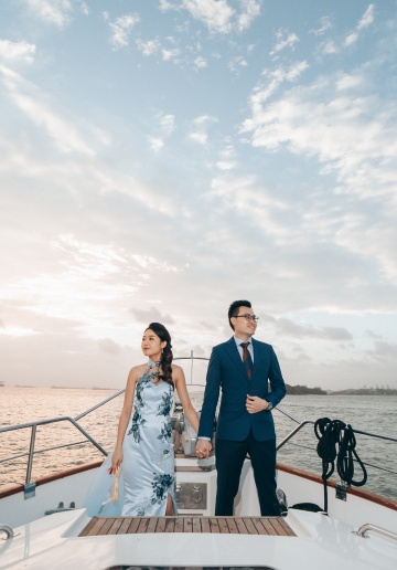 Singapore Pre-Wedding Photoshoot At Yacht, Fort Canning Park And Seletar Airport