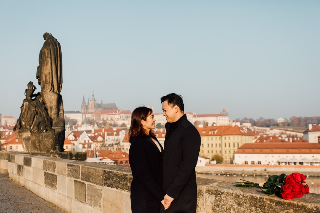 W&H Surprise Proposal Prague Photographer | Charles Bridge, Riverside by Nika on OneThreeOneFour 2