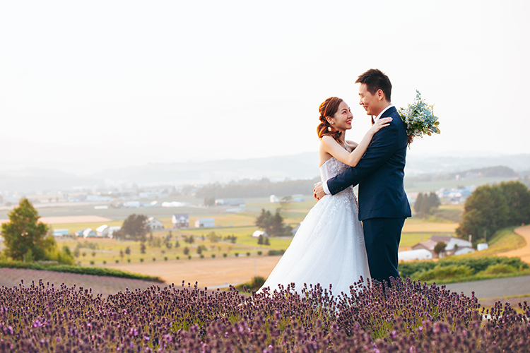 hokkaido summer wedding photoshoot lavender fields furano