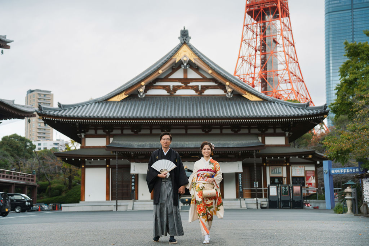 新加坡夫妻在東京進行和服婚紗拍攝 - 忠犬塔、芝公園和河口湖 by Cui Cui on OneThreeOneFour 1