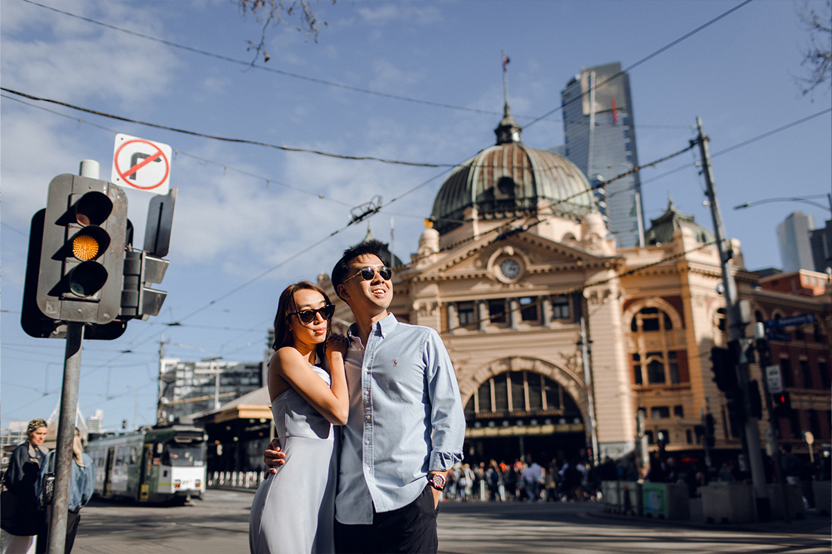 Melbourne Pre-wedding Photoshoot at St Patrick's Cathedral, Flinders Street Railway Station & Carlton Gardens by Freddie on OneThreeOneFour 7